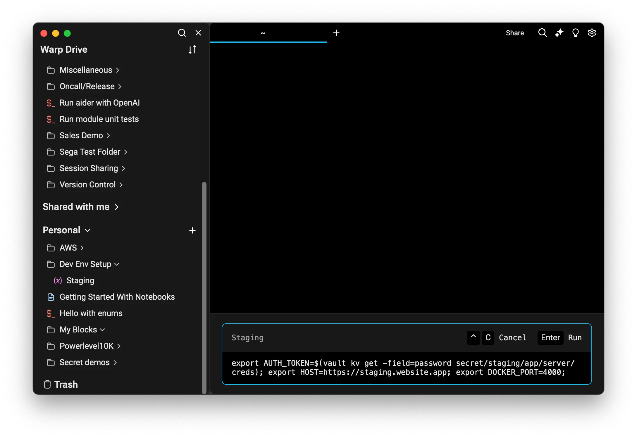 Environment variables successfully loaded into the current terminal session.